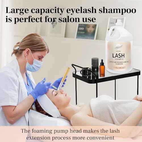 Eyelash Shampoo, 128 fl.oz/3.78L, with 50 Lash Extension Aftercare Cards, Foaming Cleanser for Professional Salon and Home Use