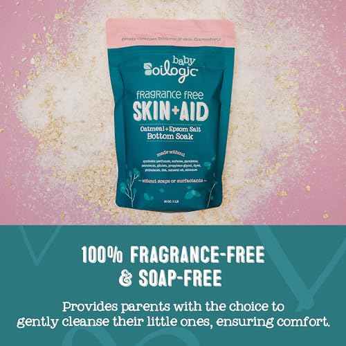 Oilogic Oatmeal Epsom Salt Bath Soak for Babies - Gentle Baby Bath Essentials Soothe & Cleanse Baby Bottoms - Fragrance-Free & Pediatrician-Tested Bathing Skin Care, 16 Oz