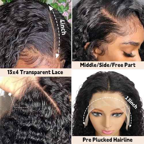 14 Inch Bob Wig Human Hair Kinkycurly Wig Human Hair 13x4 Lace Front Wigs 200 Density Glueless Wigs Human Hair Pre Plucked With Baby Hair Kinky Curly Short Bob Wigs For Black Women