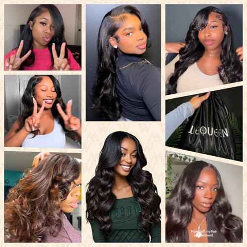 Wequeen 16A Body Wave Human Hair Bundles 14 16 18 Inch 100% Unprocessed Brazilian Virgin Hair Quick Weave Bundles Human Hair Extensions Real Human Hair, Natural Black