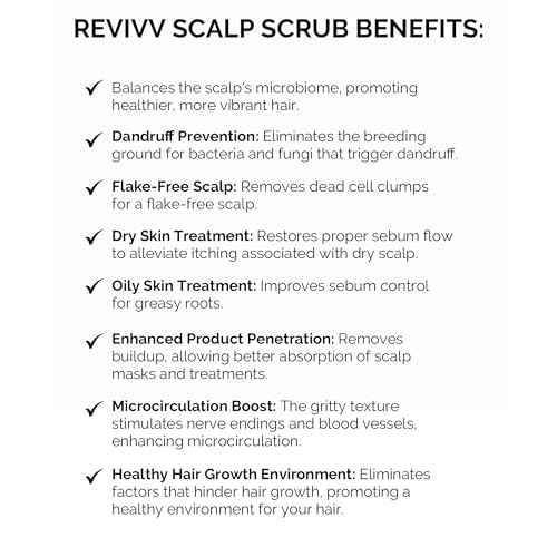 REVIVV Exfoliating Scalp Scrub Shampoo, Himalayan Salt Scrub to Cleanse Scalp, Exfoliator with Rosemary & Tea Tree Oil to Remove Buildup, Reduce Flaking and Promote Healthier, Fuller Hair, 6.7oz