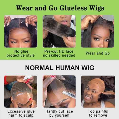28 Inch Glueless Wigs Human Hair Pre Plucked Pre Cut 180% Density Wear and Go Glueless Wig 13x4 HD Body Wave Lace Front Wigs Human Hair for Women Frontal Wig with Baby Hair