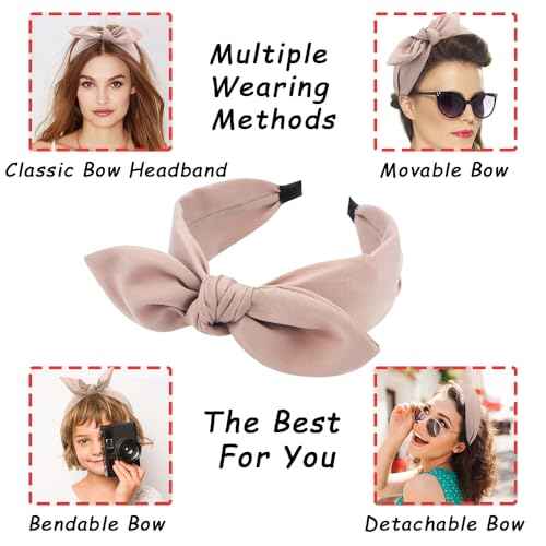 TOBATOBA Bow Headbands for Women Leopard Headband Cheetah Print Headband Cute Black Bow Head bands Women Top Knot Hairbands Hair Accessories