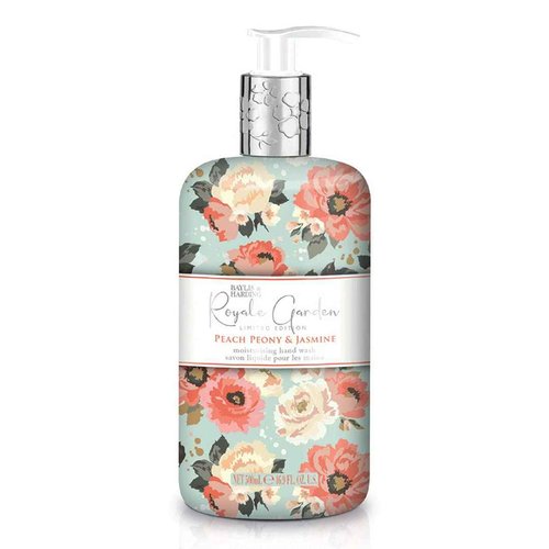 Baylis & Harding Liquid Hand Soap Wash with Dispenser, Royale Garden, Peach Peony & Jasmine, 16.9oz/500ml (6-Pack)