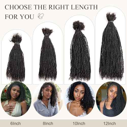 DAIXI Handmade Interlocking Sisterlocks Curly Tips 100% Real Human Hair Permanent Micro Locs Extensions Natural Looking Soft Dreadlocks Can Be Bleached and Dyed.(1B - 0.2cm, 12 Inch 60 Strands)