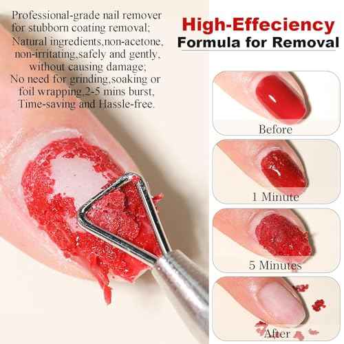 LOUINSTIC 3-in-1 Gel Nail Remover Kit ? Gel Nail Polish Remover, Liquid Latex Peel-Off Tape, Cuticle Oil for Nails & Manicure Tools ? Acetone-Free, Low Odor, Removes Gel in 2?5 Min, No Foil