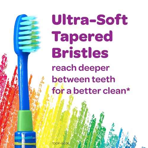 GUM Crayola Deep Clean Children¡¯s Toothbrush, Extra Soft Toothbrush for Kids, Suction Cup Base, Ages 4+, 1 Count(Pack of 4)