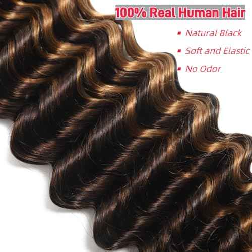 4/30 Human Braiding Hair Deep Wave Bulk Human Hair for Braiding Bohemian Knotless 2 Bundles 100g 22inch No Weft 10A Brazilian Virgin Human Hair Extensions Curly Bulk Human Hair for Boho Braids