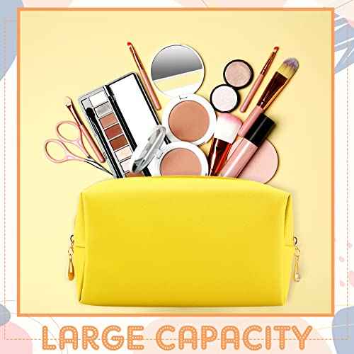 Kigeli 15 Pcs Aesthetic Makeup Bags PU Leather Cosmetic Pouches Waterproof Plain Toiletry Bags Makeup Pouches Bulk for Women Party Gift Travel Storage Organizer(Macaron)