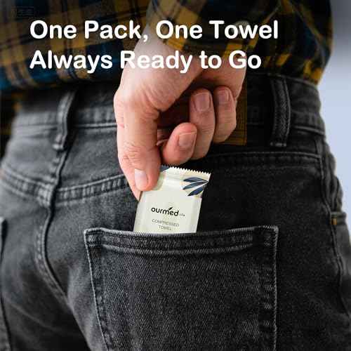 Ourmed Life Compressed Towel Tablets ? Portable, Individually Wrapped Disposable Face Towels, Quickly Expand with Water, Soft & Lint-Free, 12¡®¡¯x10¡®¡¯ for Travel, Camping, Hiking, Backpacking (56 Count)