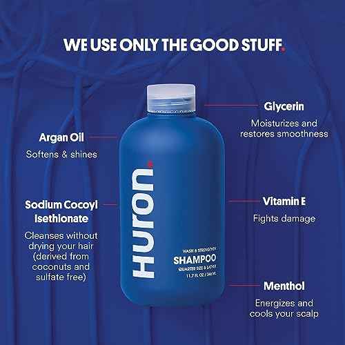 Huron Men's Shampoo - Mens Daily Shampoo for Full & Strong Hair- Nourishment for Men's Hair with Argan Oil & Vitamins E and B5-11.7oz (2 Pack)