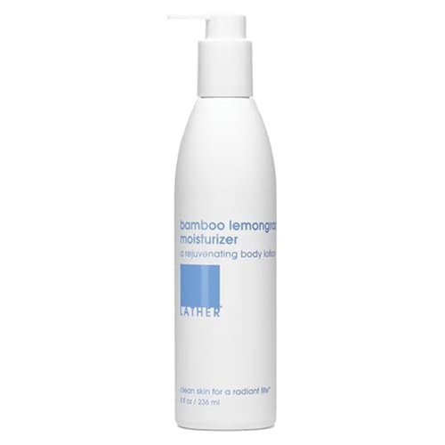 LATHER - Bamboo Lemongrass Body Moisturizer, 8 fl oz - Daily Hydrating Body Lotion - Essential Oils & Vitamins - Aloe, Seaweed, Chamomile, & Cedarwood - Vegan & Cruelty Free - Beauty & Skin Care