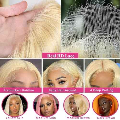 30 Inch 613 Lace Front Wig Human Hair 13X6 Body Wave Blonde Wigs Human Hair 200% Density Blonde Lace Front Wigs Pre Plucked 613 HD Lace Frontal Wigs Glueless Wig With Baby Hairs