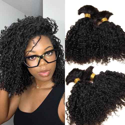 Afro Kinky Bulk Human Braiding 100% Unprocessed Brazilian Virgin Human Hair Extensions Micro Kinky Curly Braids Hair Braids Double Drown Full End Bulk Hair 14 Inch 300g
