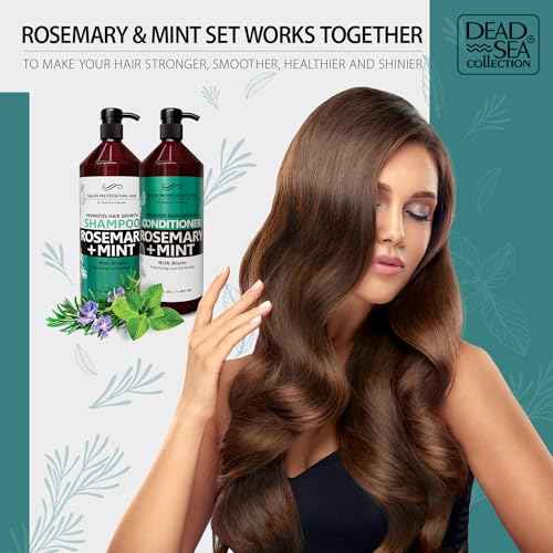 Dead Sea Collection Shampoo and Conditioner Set for Strengthening and Volume - Pure Dead Sea Minerals, Rosemary and Mint ? Hair Care - Nutrition, Repair and Shine - Pack of 2 (33.8 & 30.6 Fl. Oz)