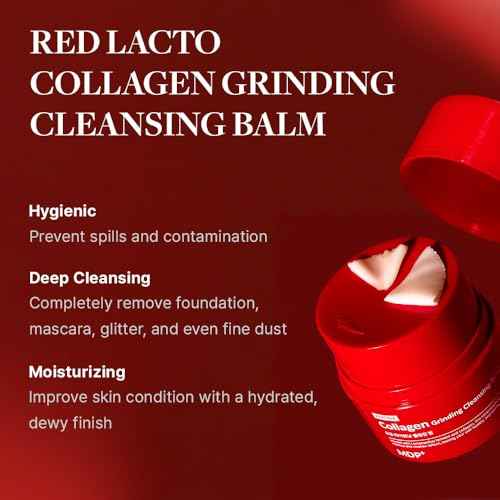 MDP+ RED LACTO COLLAGEN GRINDING CLEANSING BALM, Pore Cleansing, Hydrating, 1.69 oz/50ml, Pore Tightening, Travel Cleanser
