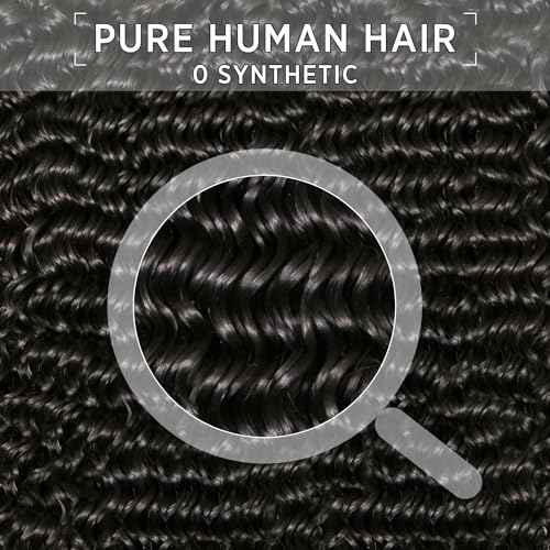 Kinky Curly Human Hair Bundles Water Wave Kinkycurly Hair Weft - Soft Natural Black Hair Weave 3 Bundles 300g 16 18 20 Inches
