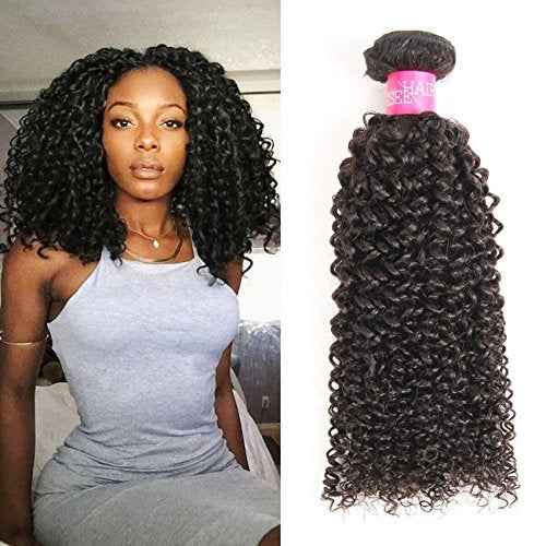 ISEE Hair Virgin Malaysian Deep Curly Jerry Curly Human Hair 3 Bundles,100% Unprocessed Human Hair Extensions Natural Black Can Be Dyed 14 16 18inches