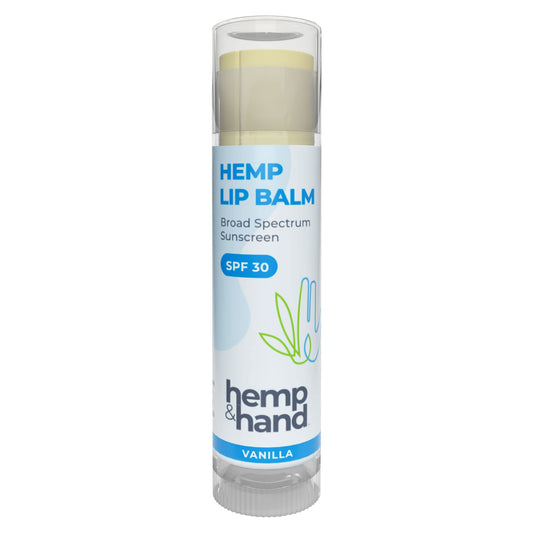 Organic Vanilla Hemp Lip Balm with Beeswax, Coconut Oil and Vitamin E - SPF 30 - by Hemp and Hand (1-Pack)