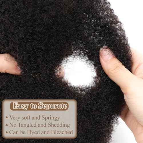 Afro Kinkys Bulk Human Hair for Draedlock Extensions Repair Locs Afro kinkyhair For Braiding Twist Braids Afro Human Hair (Natural Black, 18 Inch (Pack of 3))