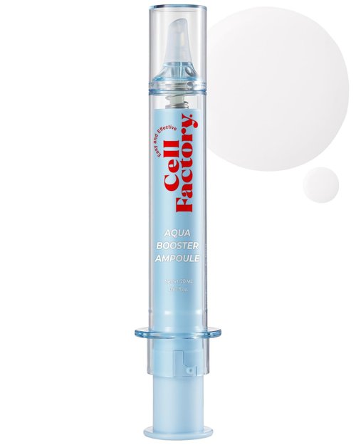 CELL FACTORY Aqua Booster Ampoule - Peptides 30,100ppm, Hydrating & Firming Serum with 8 Types of Hyaluronic Acid & & Squalane - Non-Sticky Refreshing Formula, Intensive Moisturization, 0.68 fl.oz.