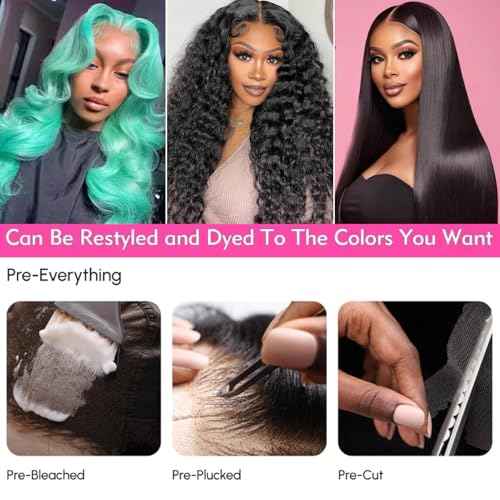 VRBest 5x5 HD Lace Closure Glueless Wigs Human Hair Pre Plucked Brazilian Virgin Body Wave Lace Front Wigs Human Hair 180% Density Closure Wig with Elastic Band (5x5 Natural Black, 22 inch)