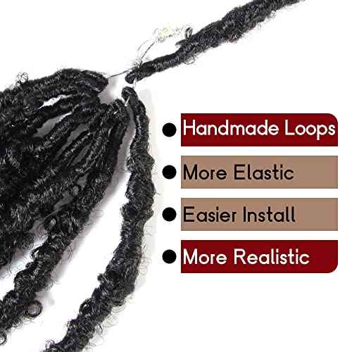 BOHOBABE 24 Inch Light Weight Butterfly Locs Crochet Hair 8 Packs Long Black Distressed Butterfly Faux Locs Crochet Hair, 1B