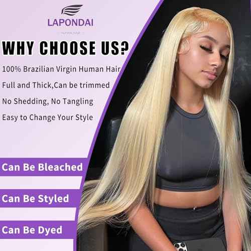 613 Bundles Human Hair 24 Inch Straight Blonde Bundles Human Hair 100% Unprocessed 12A Grade Brazilian Virgin Raw Hair Quick Weave 1 Bundles Blonde Human Hair Bundles Hair Extensions for Women