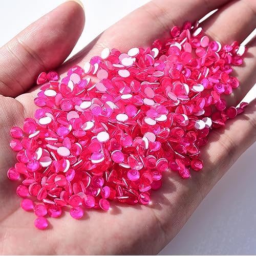 Blinginbox Flatback Glass Rhinestones,Neon Gems 1440pcs Non Hotfix Crystal Rhinestones for Nail Crafts Clothes Tumblers Face Makeup,Rose Neon,SS20