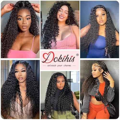 13x6 Deep Wave Lace Front Wigs Human Hair 26 Inch 200 Density HD Lace Frontal Glueless Wigs Human Hair Pre Plucked Deep Curly Wig with Baby Hair Natural Black