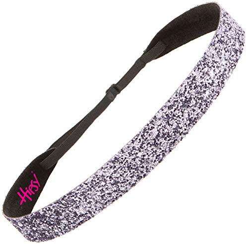 Hipsy Adjustable Non Slip Wide Bling Glitter Headband for Women Girls & Teens (Gunmetal)