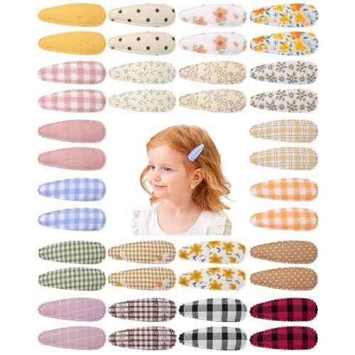 doboi 40Pcs Toddler Hair Clips Hair Barrettes Baby Girl Hair Bows Clips Floral Print Non Slip Snap Hairpins Flower Hair Clips for Girls Kids Toddler Hair Accessories