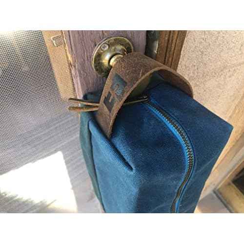 FAT FELT the DOPP KIT | durable waxed cotton canvas toiletry bag with leather handle (AlpineLake)