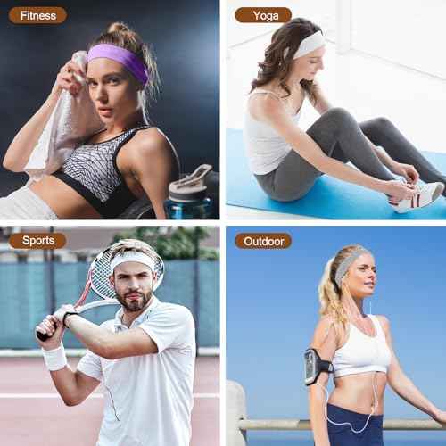 Headbands for Women, 8 PCS Elastic Head Bands for Women's Hair, Premium Workout Headbands for Women Non Slip, Fashion Stretchy Soft Cotton Cloth Fabric Sports Sweat Band for Yoga Running