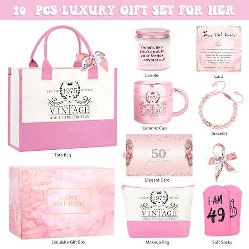 50th Birthday Gifts for Her Unique 50th Christmas Birthday Gifts Set for Women 50 Year Old Birthdays Christmas Gift for Women 50 and Fabulous Gift for 50th Womens