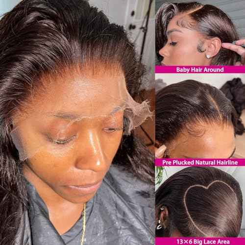 26Inch Chocolate Brown 13x6 Body Wave Lace Front Wigs Human Hair Pre Plucked 180% Density HD Full Lace Frontal Wigs with Baby Hair Colored Wigs for Women