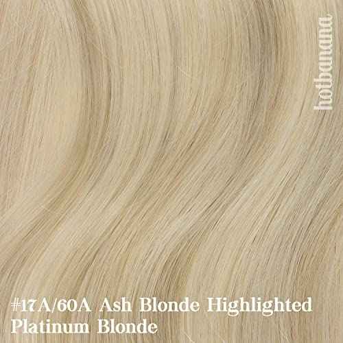 HOTBANANA Human Hair Clip in Hair Extensions, Ash Blonde Highlighted Platinum Blonde Hair Extensions 120g Clip in Hair Extensions Real Human Hair Straight Remy Hair Clip Ins 20 Inch 7pcs