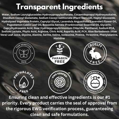 HygieneLab Shampoo - EWG Verified Non-Toxic Formula, Fragrance-Free & Paraben-Free, Gentle Cleanse for All Hair Types, Premium Quality(16.9 fl oz)
