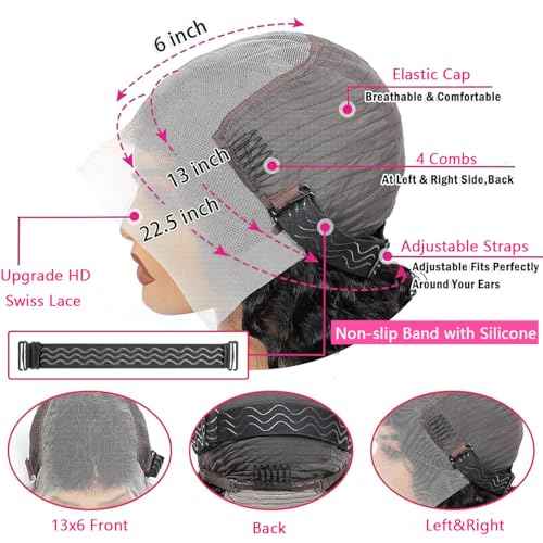 Deep Wave Lace Front Wigs Human Hair 13x6 HD Transparent Human Hair Lace Front Wigs Pre Plucked Deep Curly Human Hair Glueless Wigs for Women 200% Density Deep Wave Frontal Wigs with Baby Hair 26 Inch
