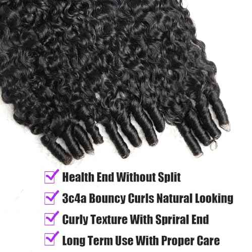 Burmese Curly Bundles Human Hair 16 18 20 Inches 3C4A Raw Virgin Human Hair Bundles with Spiral Curly End 3 Bundles Kinky Curly Human Hair Bundles Quick Weave Hair Natural Black