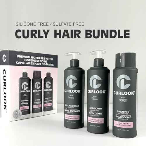 Curly Hair Package | Sulfate-Free, Silicone-Free Shampoo, Conditioner & Leave-In Styling Cream Set for Men | 400ml (13.5 oz) Each | Made in Canada Curly Hair Products | Pack of 3