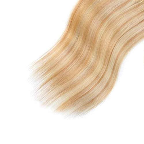 Giginger Bundles Human Hair P27/613 Blonde Straight Human Hair Bundles 10 12 14 Inch Highlight Honey Blonde Unprocessed Quick Weave Soft Sewn In Hair Extensions for Black Women