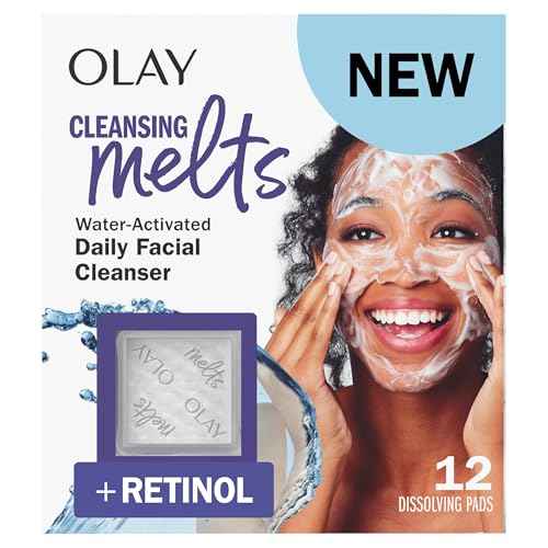 Olay Cleansing Melts + Retinol Face Cleanser, 12ct, Water-Activated Face Wash Cleans, Tones, and Refreshes Skin
