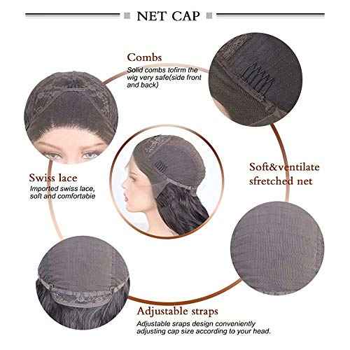 RONGDUOYI RDY 18 Inches Black Braided Lace Front Wigs for Black Women Natural Hairline Synthetic Wig Pre Plucked Glueless Braids Wig (180% Density,Style2)