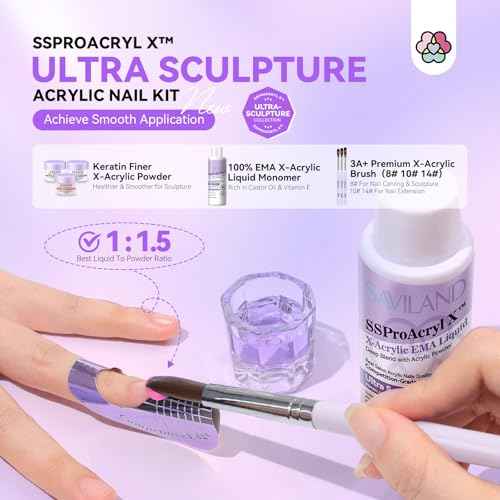 SAVILAND Professional Acrylic Nail Kit with Drill: Nail Kit Acrylic Set with 4OZ High Volumn EMA Monomer Nail Table Mat Essential Oil Nail Brush Nail Drill Kit Nail Extension Carving Women DIY Salon