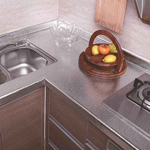 16"x354" Silver Contact Paper Metallic Look kitchen Backsplash Peel and Stick Wallpaper Oil Proof Waterproof Aluminum Foil Wall Sticker Adhesive Paper for Cabinets Shelf Liner Removable Heat Resistant