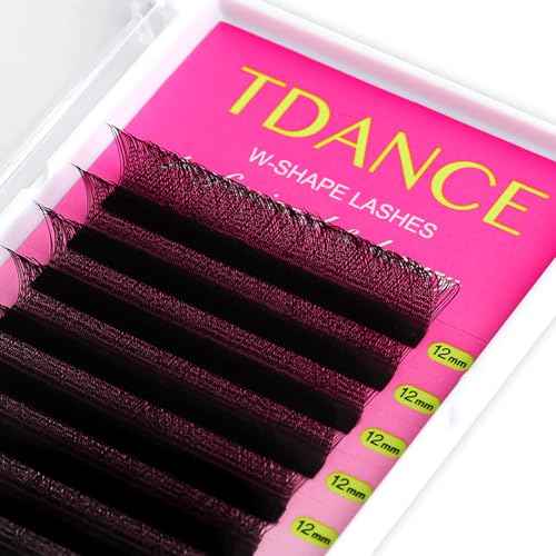 TDANCE YY Lash Extensions Premade Volume Eyelash Fans YY Lashes Matte Black W Lashes Extensions(W-6D-0.07-C,8-15 mm)