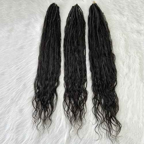 Locs Human Hair Crochet Boho Extensions Pre Looped Goddess Body Wave Curly Ends Knotless Box Braids Faux Locs For Women 22 Inch 24Strands