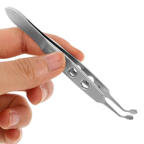 FOMIYES 2pcs Stainless Steel Meibomian Expressor Forceps for Eyelid Massage Eye Care Tweezers for Blockage Removal Compact Design for Home Travel Use