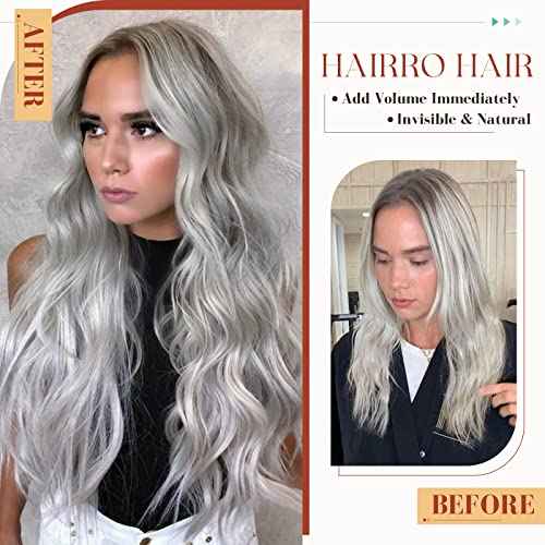Hairro Tape In Human Hair Extensions For Women 22 inch 50g 20pcs #SILVER